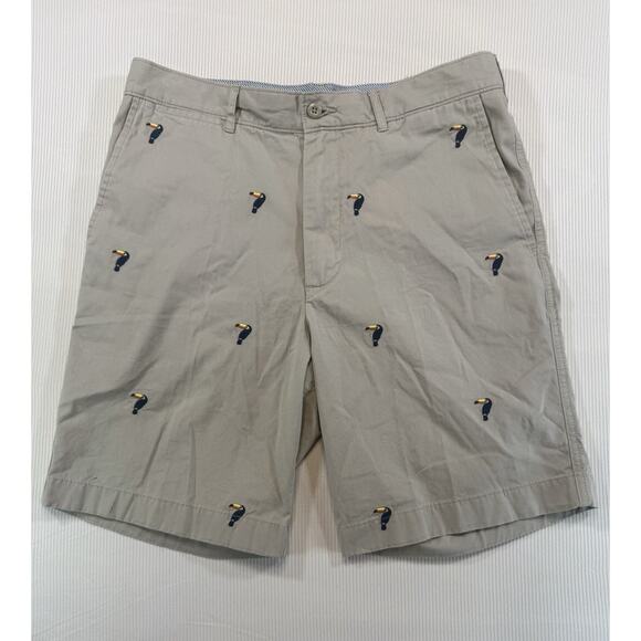 Crémieux Madison Men’s 33 Khaki Toucan Embroidered Chino Shorts Cotton - Picture 1 of 7